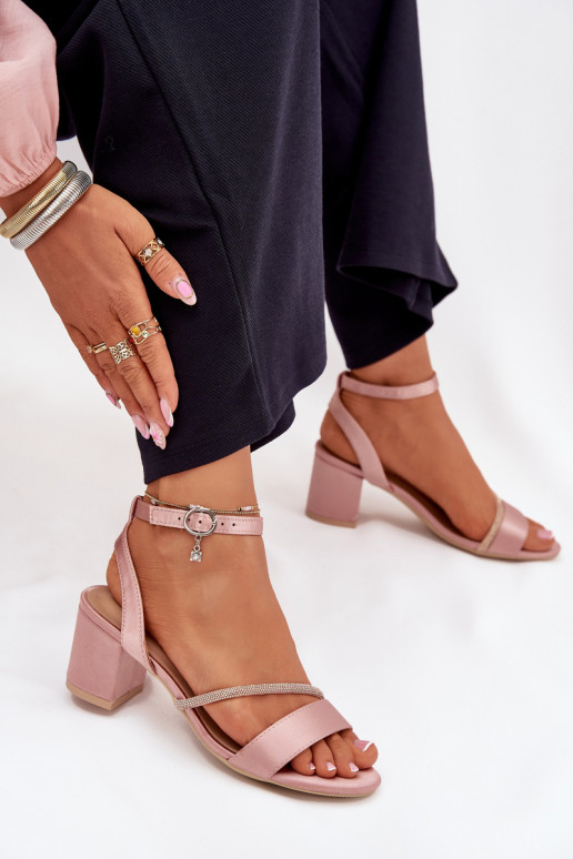 Rožā krāsā sieviešu augstpapēžu kurpes ar mirdzošām detaļām, Vinceza 20268