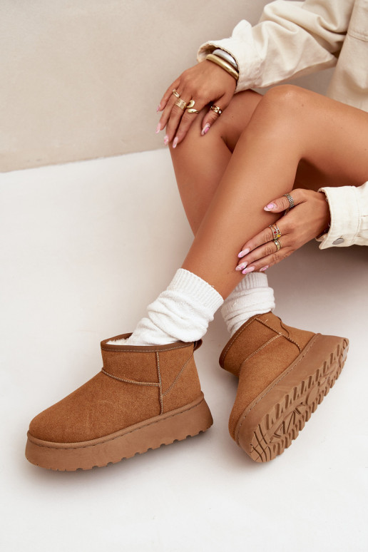 sniega apavi Sieviešu ar platformu siltināti ar kažokādu brūnas krāsas Vesirae