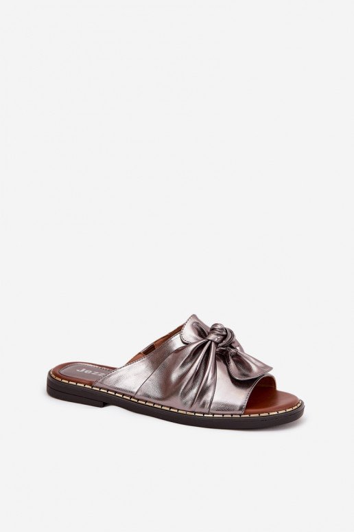 sieviešu čības ar platiem papēžiem pelēkas krāsas Nelvira