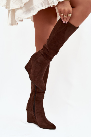 siltināti sieviešu garie zābaki Uz Ķīļa CzekoladoIne Rosina 2