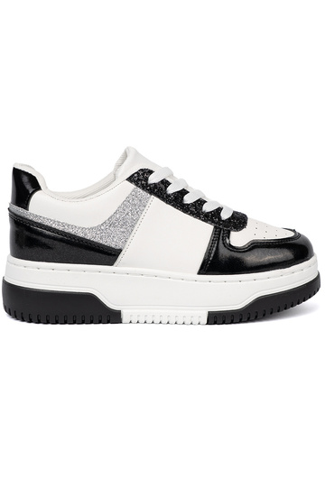 Melns-balta krāsa Sporta apavi z połyskującymi Sudrabsmi detalami 2