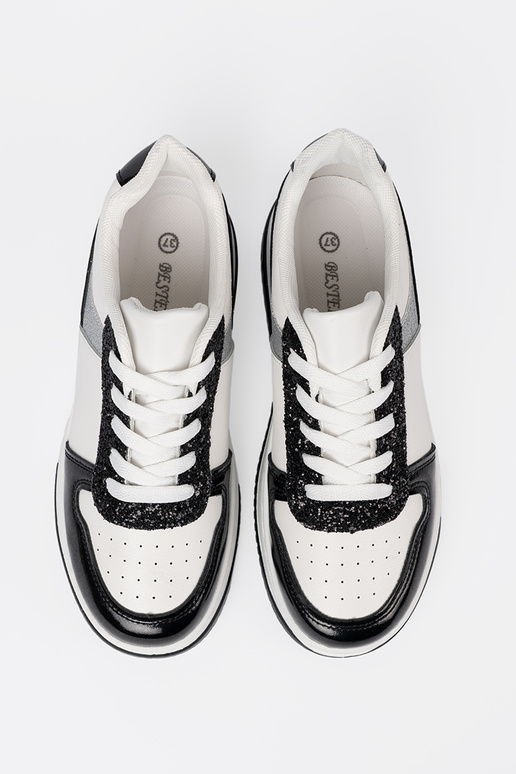 Melns-balta krāsa Sporta apavi z połyskującymi Sudrabsmi detalami