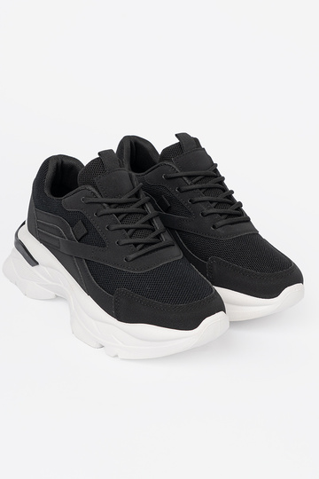 melnas krāsas sports Sporta apavi na grubej balta krāsaj podeszInie