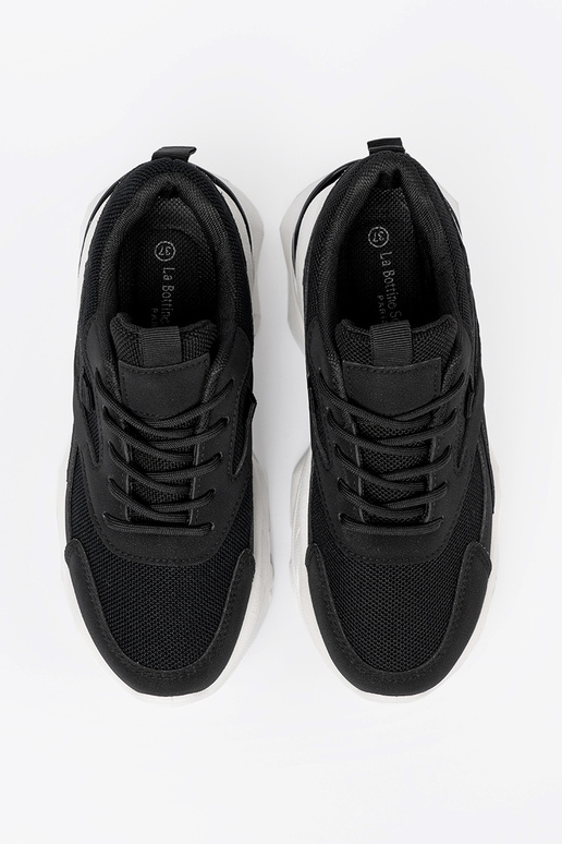 melnas krāsas sports Sporta apavi na grubej balta krāsaj podeszInie