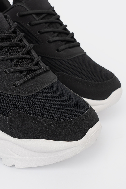 melnas krāsas sports Sporta apavi na grubej balta krāsaj podeszInie