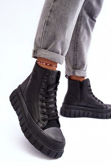 siltināti Āda brīvā laika apavi Uz pili Big Star MM274625 melnas krāsas