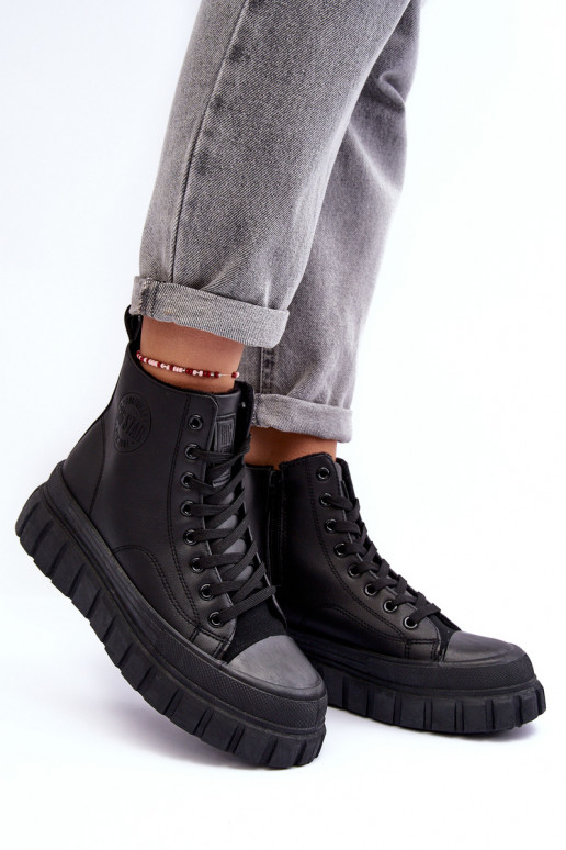 siltināti Āda brīvā laika apavi Uz pili Big Star MM274625 melnas krāsas