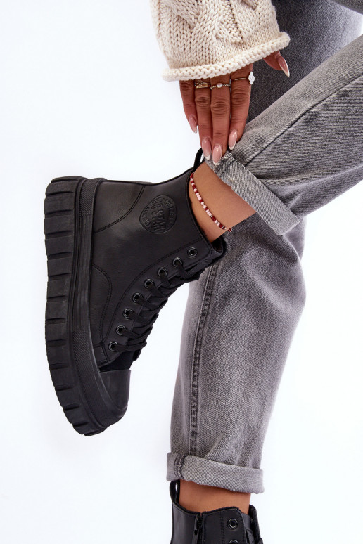 siltināti Āda brīvā laika apavi Uz pili Big Star MM274625 melnas krāsas