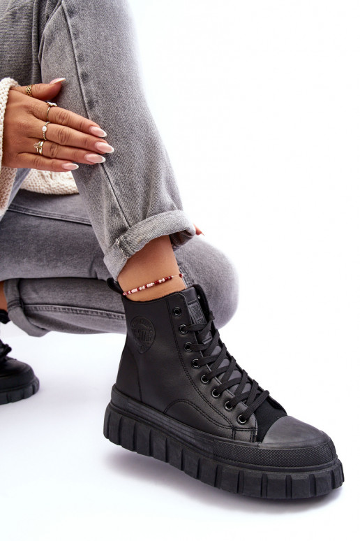 siltināti Āda brīvā laika apavi Uz pili Big Star MM274625 melnas krāsas