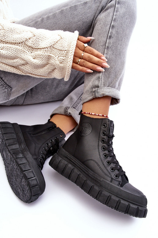 siltināti Āda brīvā laika apavi Uz pili Big Star MM274625 melnas krāsas