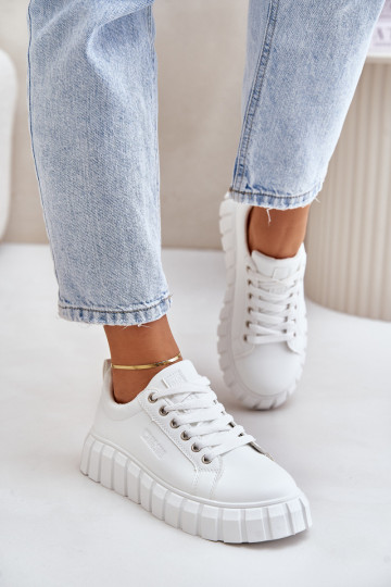 siltināti Sneakers modeļa apavi Sieviešu Big Star MM274616 baltas krāsas