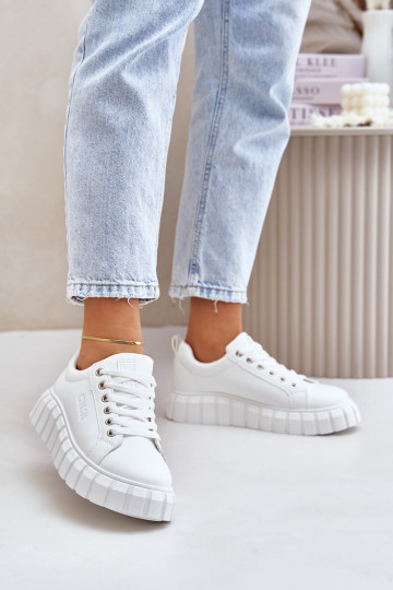 siltināti Sneakers modeļa apavi Sieviešu Big Star MM274616 baltas krāsas 2