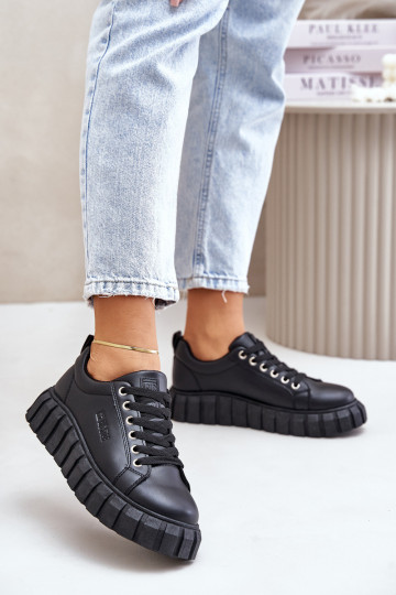 siltināti Sneakers modeļa apavi Sieviešu Big Star MM274617 melnas krāsas