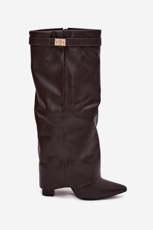 sieviešu garie zābaki ar papēdiINyIniniętą CholeInką I Zelta krāsasm Detalem CzekoladoIne Diorna sieviešu garie zābaki ar papēdiINyIniniętą CholeInką I Zelta krāsasm Detalem CzekoladoIne Diorna