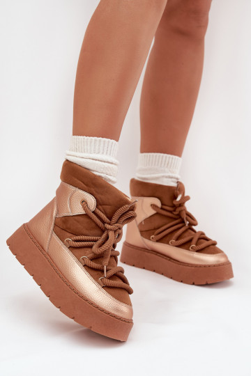 Zems sniega apavi Sieviešu siltināti ar kažokāduGrubym INiązaniem brūnas krāsas Xarina