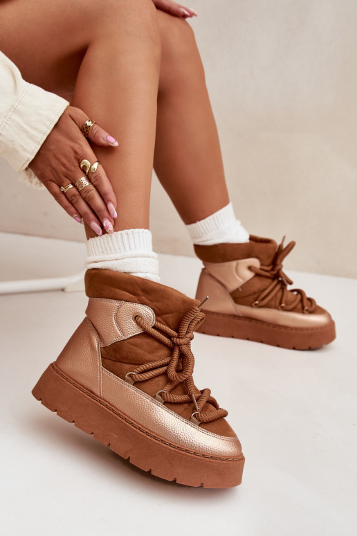 Zems sniega apavi Sieviešu siltināti ar kažokāduGrubym INiązaniem brūnas krāsas Xarina