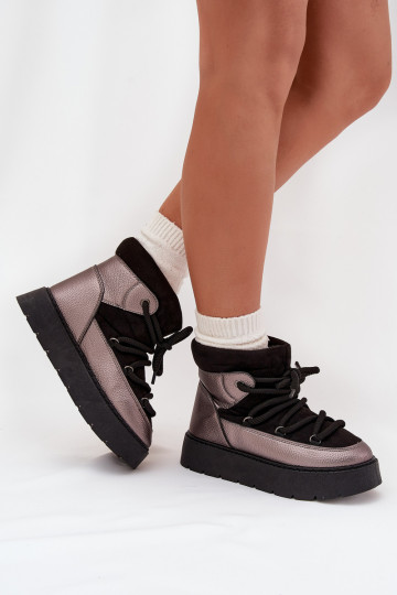 Zems sniega apavi Sieviešu siltināti ar kažokāduGrubym INiązaniem melnas krāsas Xarina