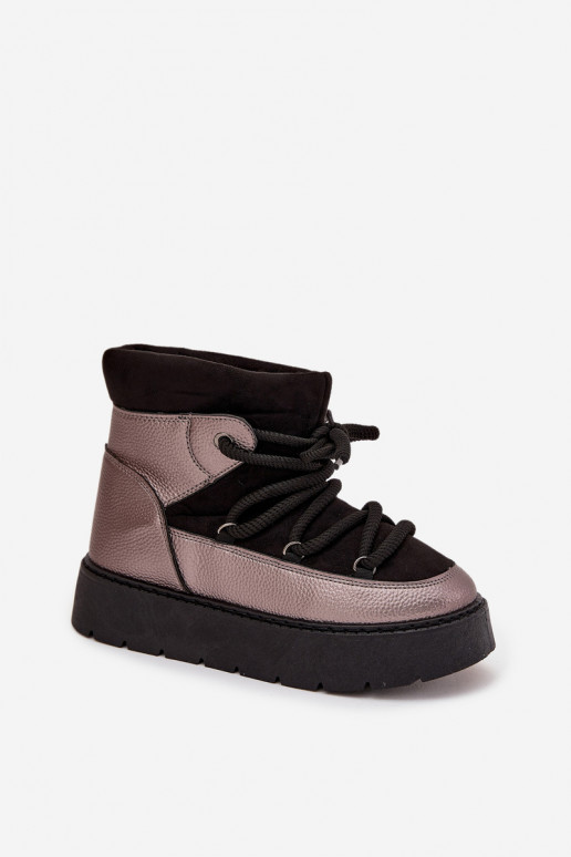 Zems sniega apavi Sieviešu siltināti ar kažokāduGrubym INiązaniem melnas krāsas Xarina