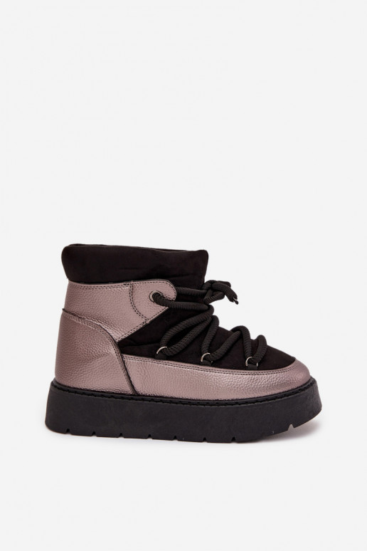 Zems sniega apavi Sieviešu siltināti ar kažokāduGrubym INiązaniem melnas krāsas Xarina