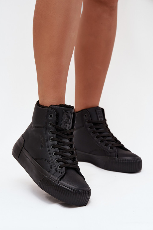 siltināti sieviešu puszābaki ar platformu Big Star OO274796 melnas krāsas