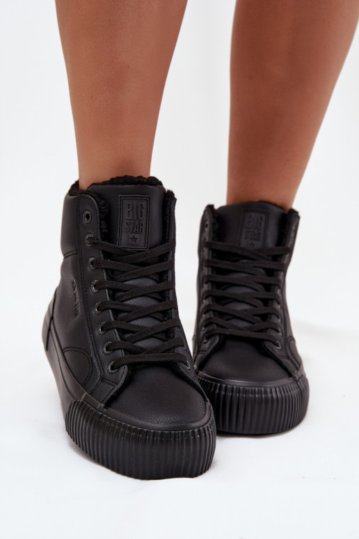 siltināti sieviešu puszābaki ar platformu Big Star OO274796 melnas krāsas