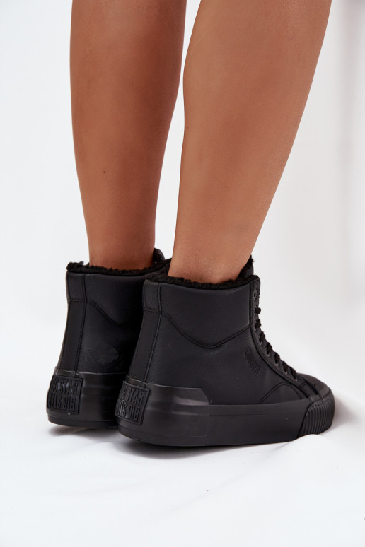 siltināti sieviešu puszābaki ar platformu Big Star OO274796 melnas krāsas