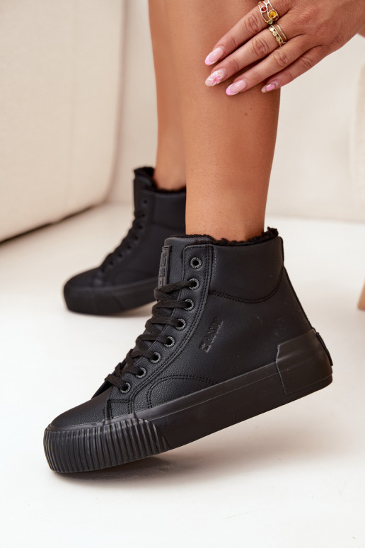 siltināti sieviešu puszābaki ar platformu Big Star OO274796 melnas krāsas