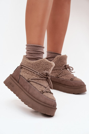 sniega apavi Sieviešu ar platformu ar kažokādu Typu Baranek Big Star SS274112 brūnas krāsas