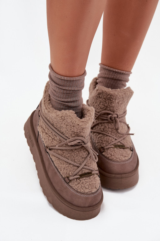 sniega apavi Sieviešu ar platformu ar kažokādu Typu Baranek Big Star SS274112 brūnas krāsas