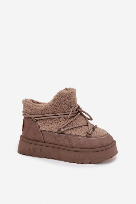 sniega apavi Sieviešu ar platformu ar kažokādu Typu Baranek Big Star SS274112 brūnas krāsas