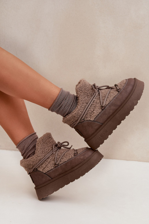 sniega apavi Sieviešu ar platformu ar kažokādu Typu Baranek Big Star SS274112 brūnas krāsas