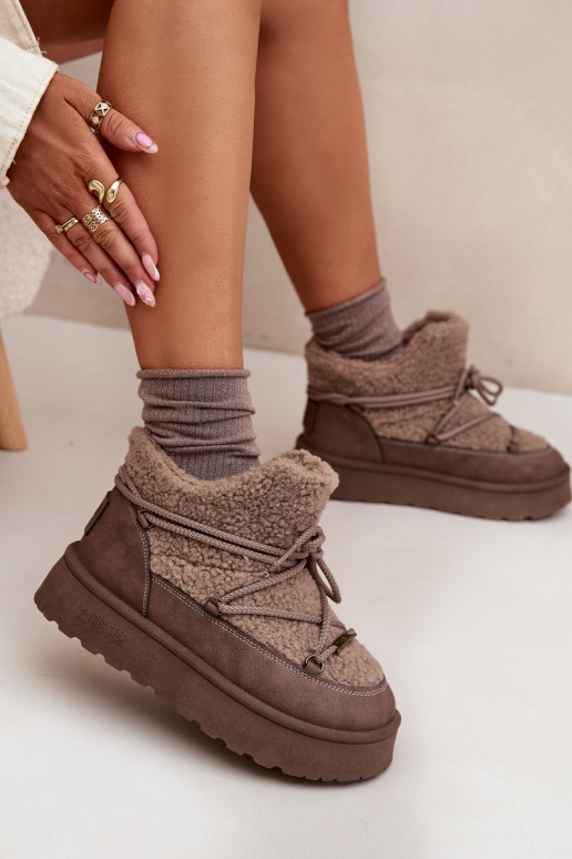 sniega apavi Sieviešu ar platformu ar kažokādu Typu Baranek Big Star SS274112 brūnas krāsas