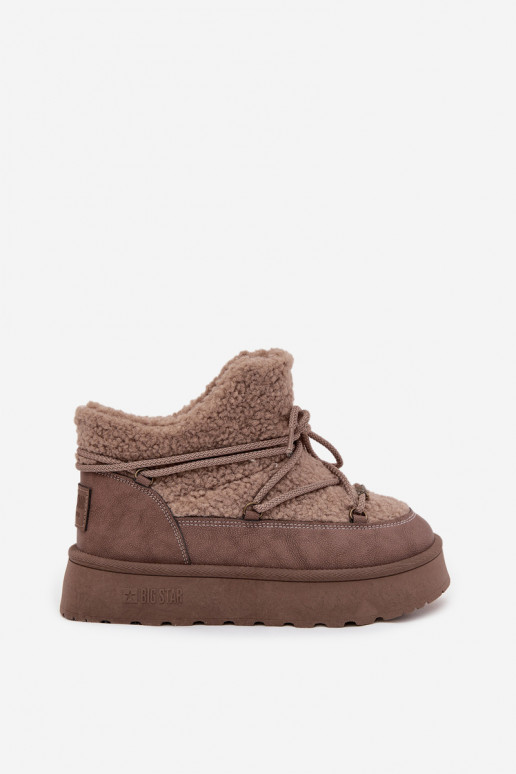 sniega apavi Sieviešu ar platformu ar kažokādu Typu Baranek Big Star SS274112 brūnas krāsas