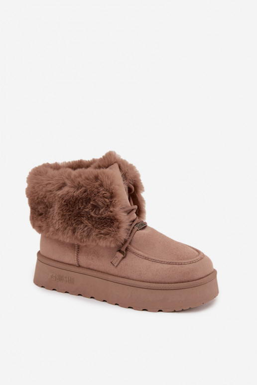 sniega apavi Sieviešu ar platformu ar kažokādu I INiązaniem Big Star SS274114 smilšu krāsas