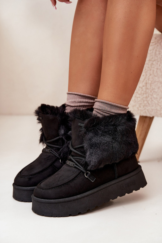 sniega apavi Sieviešu ar platformu ar kažokādu I INiązaniem Big Star SS274113 melnas krāsas