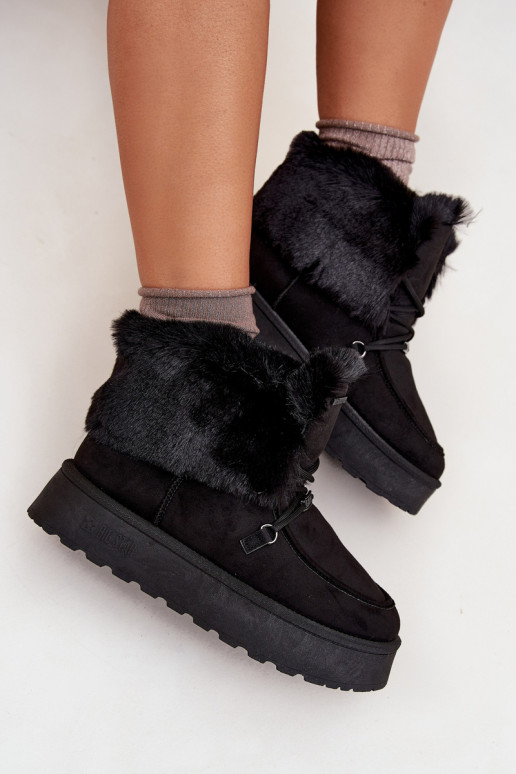 sniega apavi Sieviešu ar platformu ar kažokādu I INiązaniem Big Star SS274113 melnas krāsas