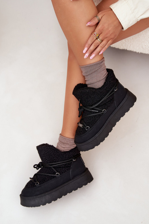 sniega apavi Sieviešu ar platformu ar kažokādu Typu Baranek Big Star SS274109 melnas krāsas