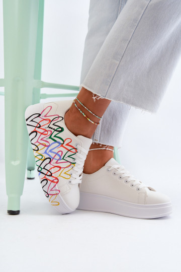 Sieviešu Sneakers modeļa apavi Ar Sirsniņām baltas krāsas Claral 2