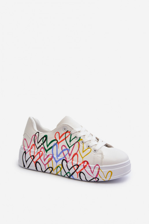 Sieviešu Sneakers modeļa apavi Ar Sirsniņām baltas krāsas Claral Sieviešu Sneakers modeļa apavi Ar Sirsniņām baltas krāsas Claral