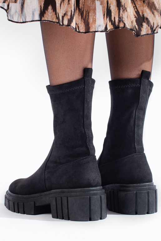 melnas krāsas zābaki zamšādas sieviešu