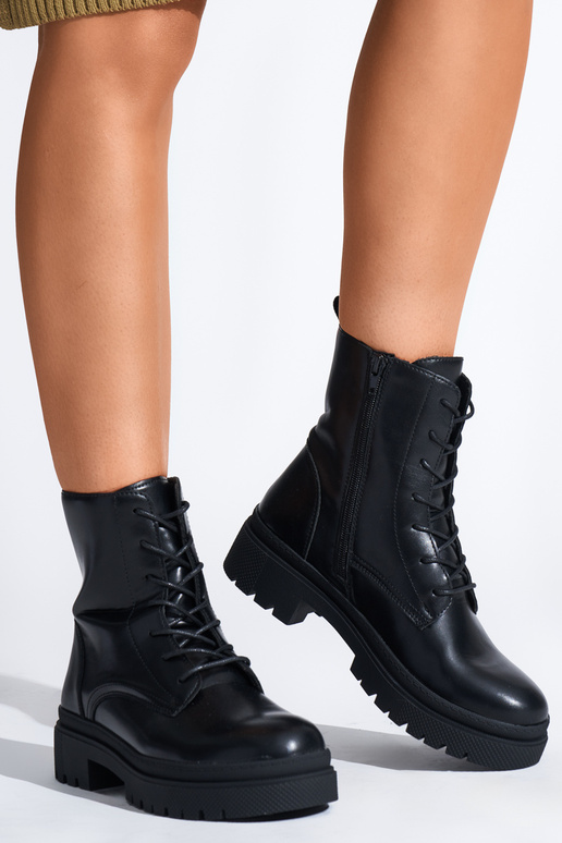 melnas krāsas mežģīņots sieviešu zābaki