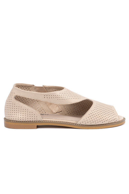 Zelta krāsas kurpes ažūra uz plakanas zoles