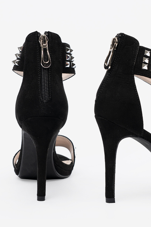 sandales uz augsta papēža Melnas krāsas ar cirkoniem