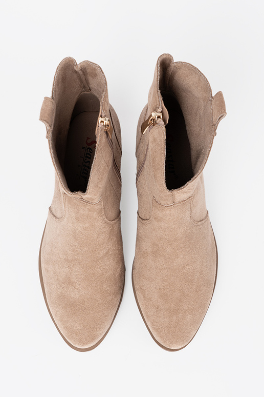 smilšu krāsas zābaki kovboju zābaki zamšādas