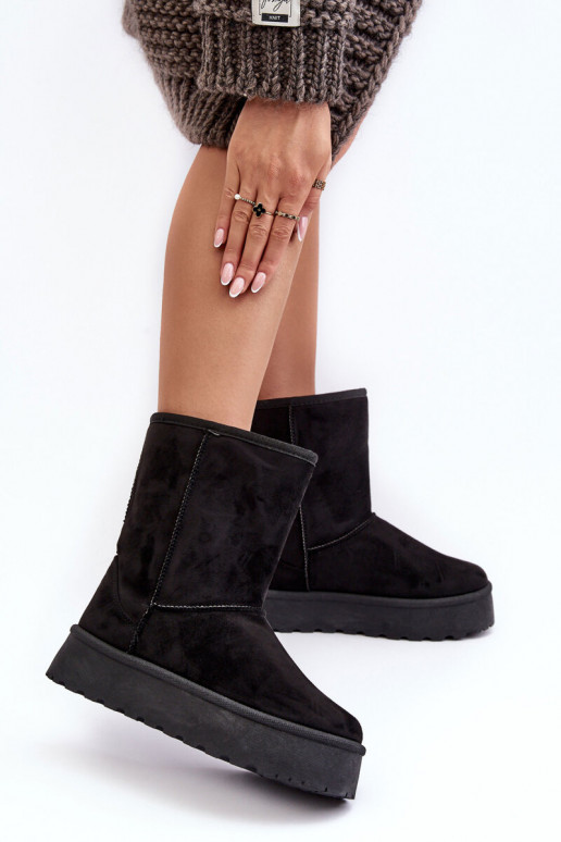 Sieviešu sniega apavi ar kažokādu melnas krāsas Abrams