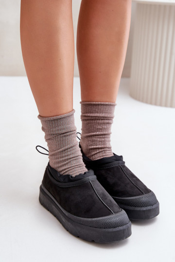 sniega apavi Sieviešu ar platformu Ar zemu augšējo daļu melnas krāsas Izamine