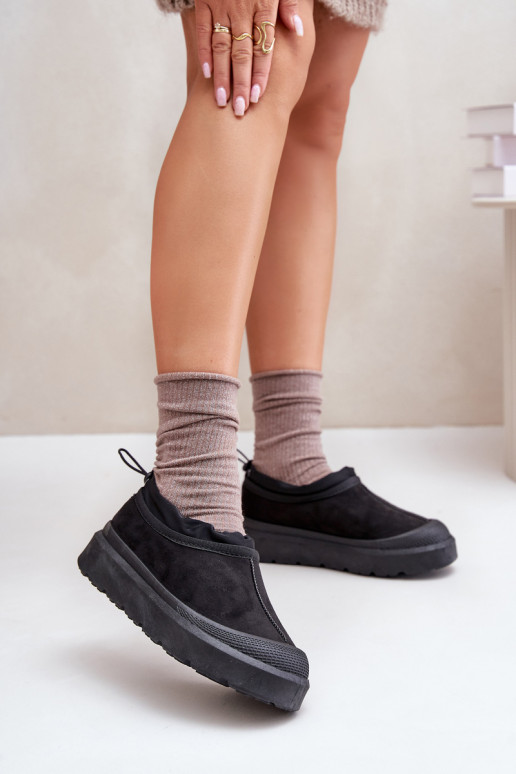 sniega apavi Sieviešu ar platformu Ar zemu augšējo daļu melnas krāsas Izamine