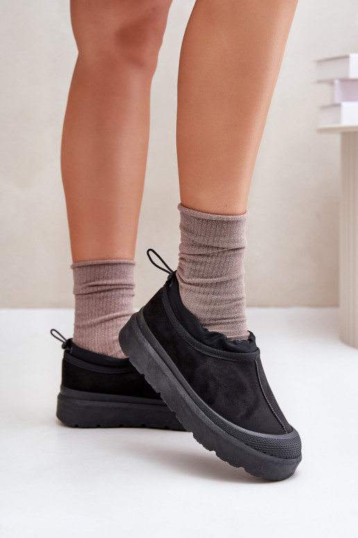 sniega apavi Sieviešu ar platformu Ar zemu augšējo daļu melnas krāsas Izamine