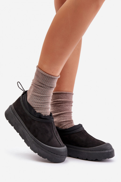 sniega apavi Sieviešu ar platformu Ar zemu augšējo daļu melnas krāsas Izamine