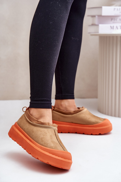 sniega apavi Sieviešu ar platformu Ar zemu augšējo daļu brūnas krāsas Izamine